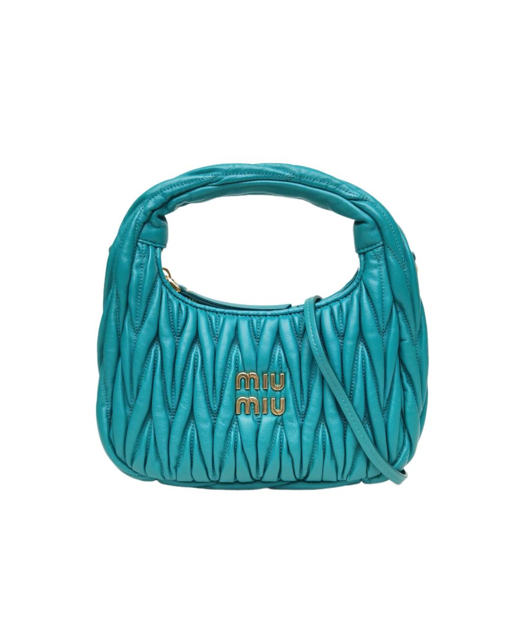 MIU MIU Бирюзовая кожаная сумка через плечо, фото 10