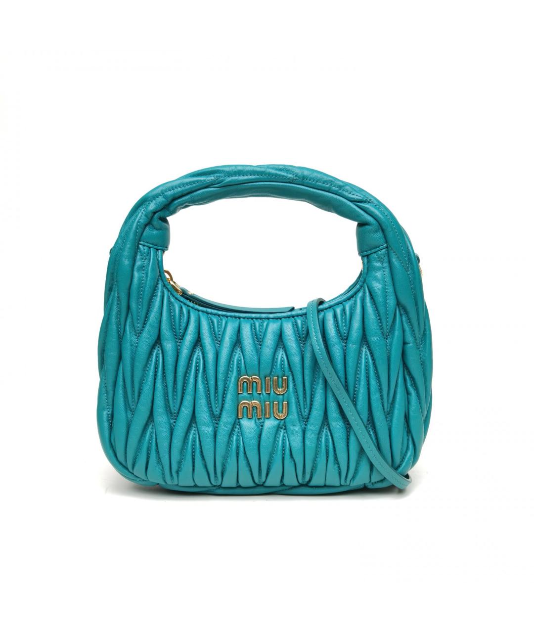 MIU MIU Бирюзовая кожаная сумка через плечо, фото 2