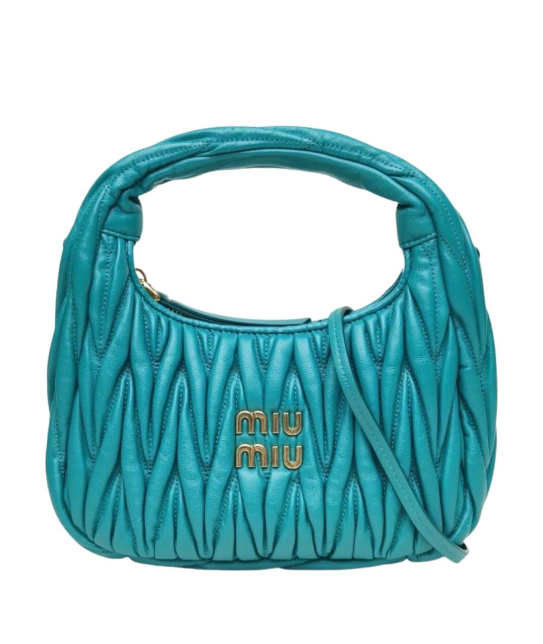 MIU MIU Бирюзовая кожаная сумка через плечо, фото 1