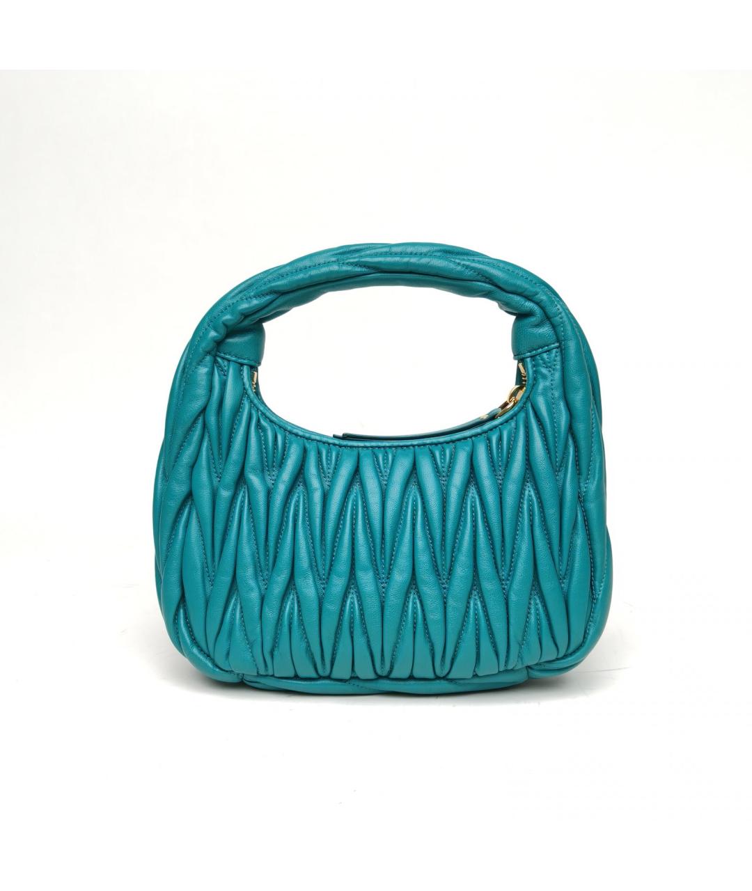 MIU MIU Бирюзовая кожаная сумка через плечо, фото 4