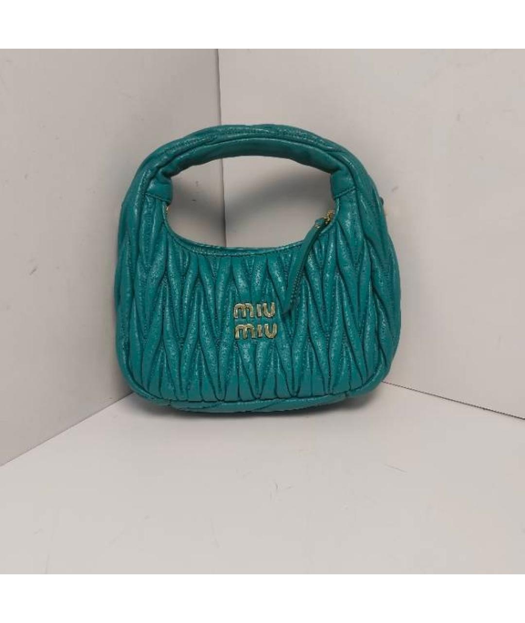 MIU MIU Бирюзовая кожаная сумка через плечо, фото 9