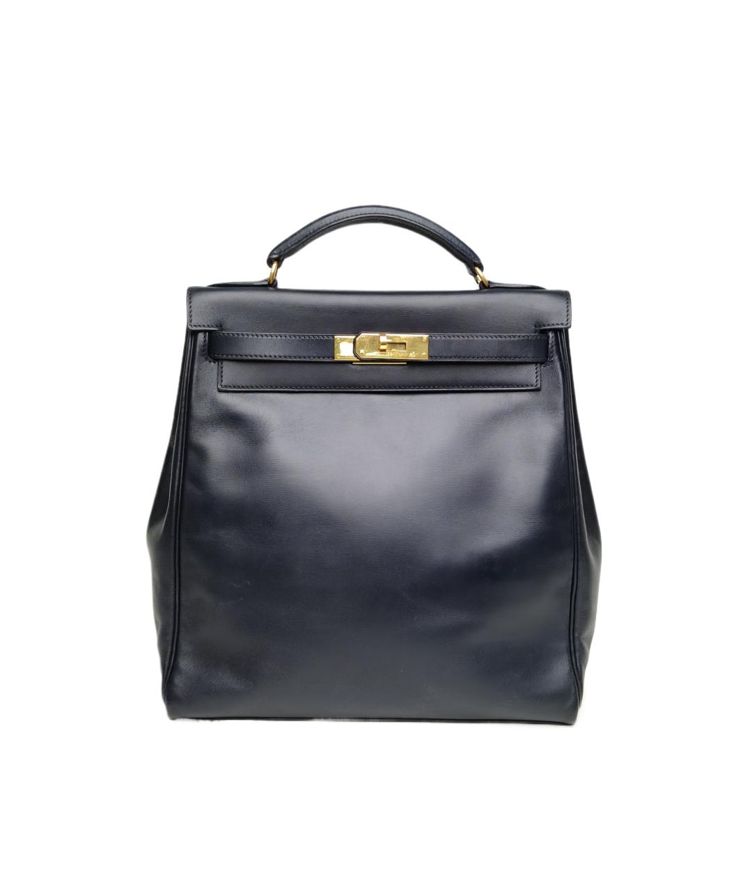HERMES Темно-синий кожаный рюкзак, фото 9