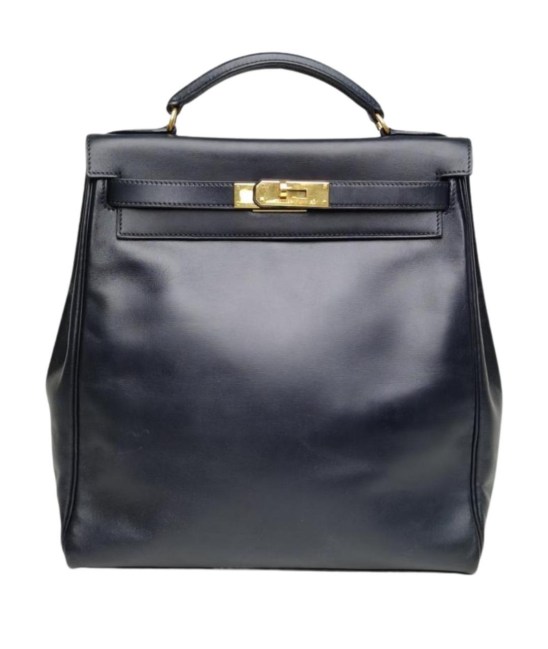 HERMES Темно-синий кожаный рюкзак, фото 1