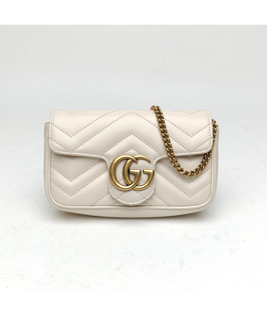 GUCCI Белая кожаная сумка через плечо, фото 2