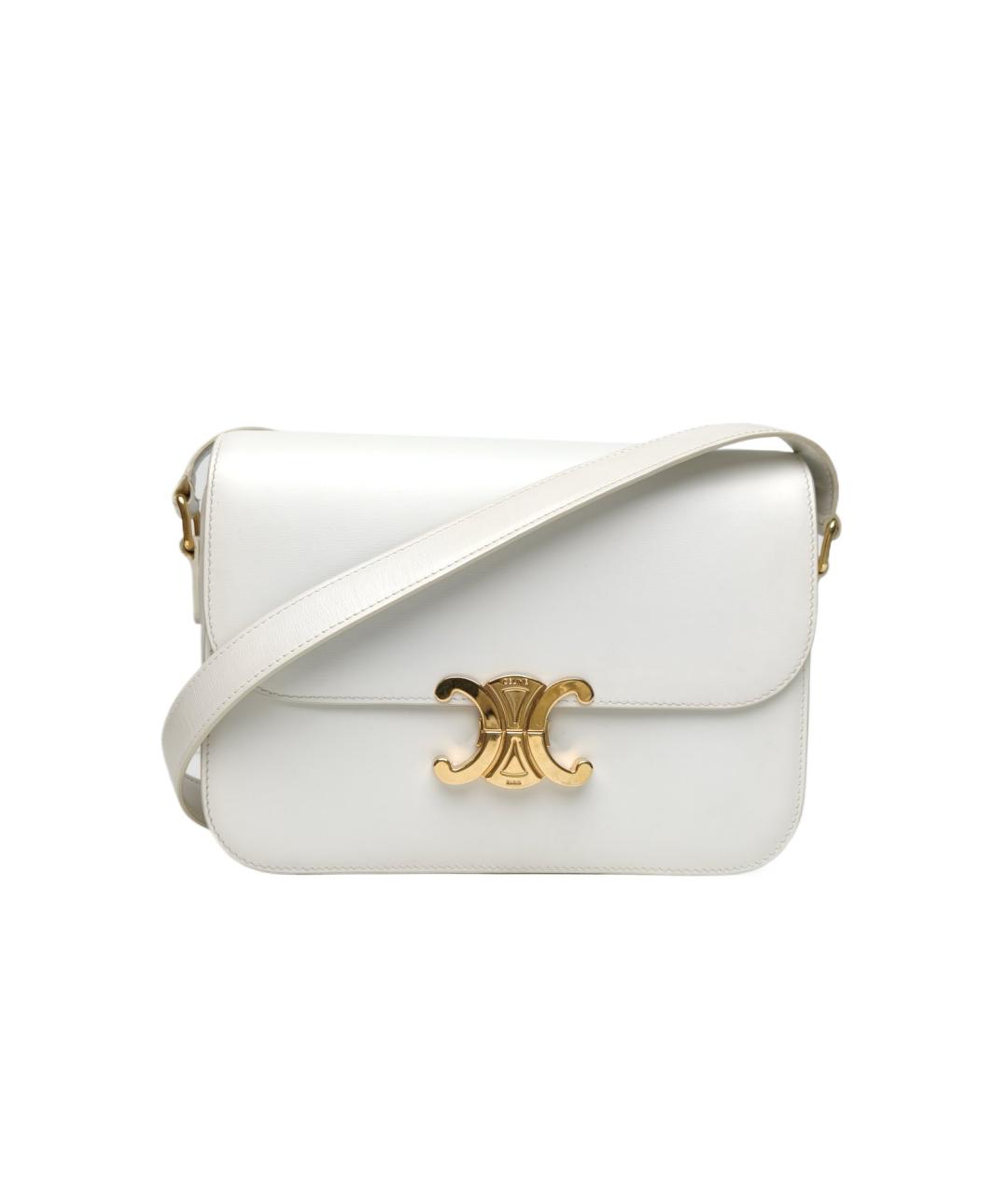 CELINE Белая кожаная сумка через плечо, фото 10