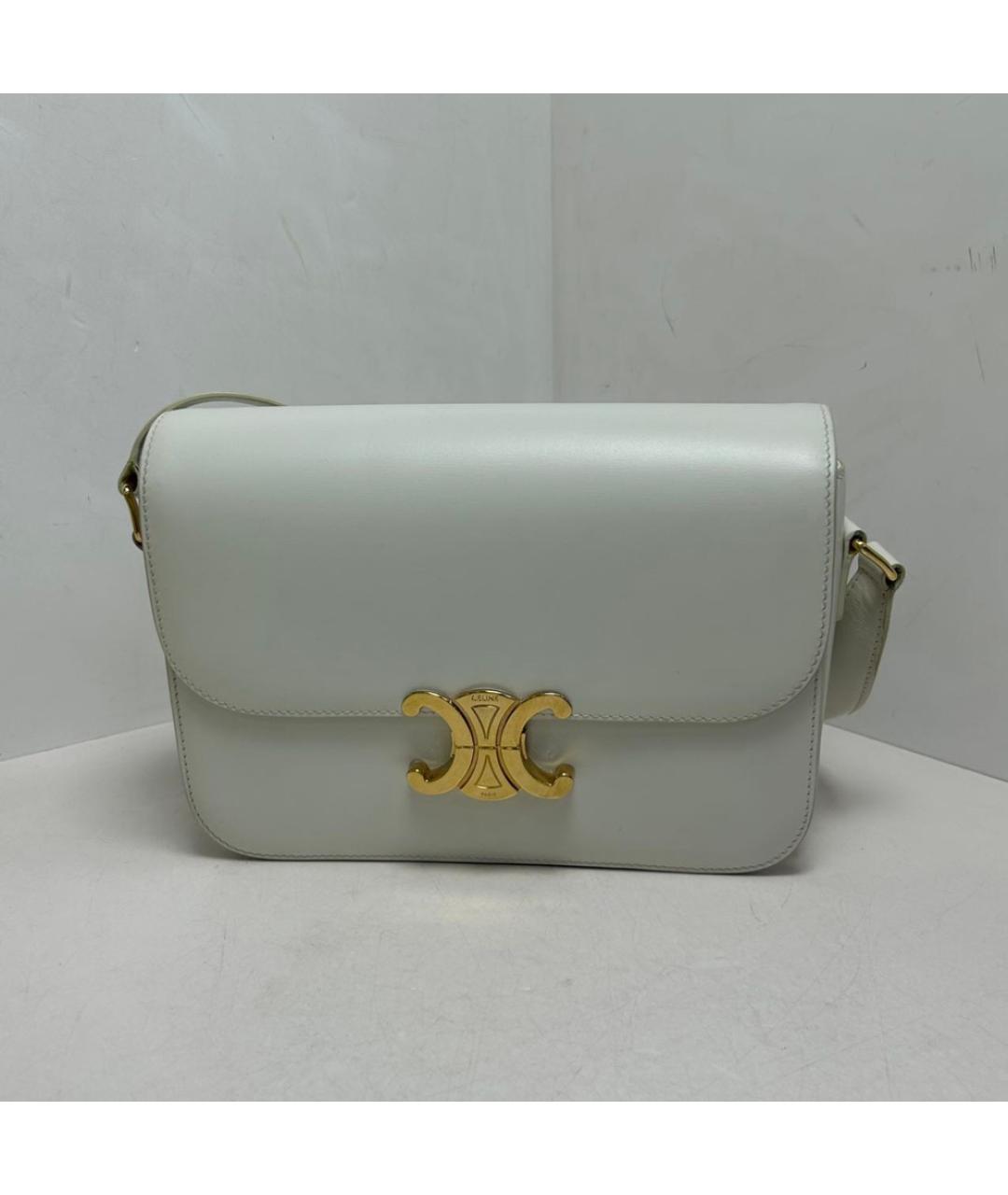 CELINE Белая кожаная сумка через плечо, фото 9