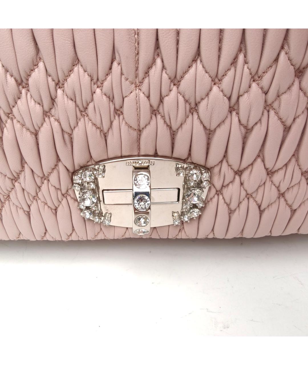 MIU MIU Розовая кожаная сумка с короткими ручками, фото 6