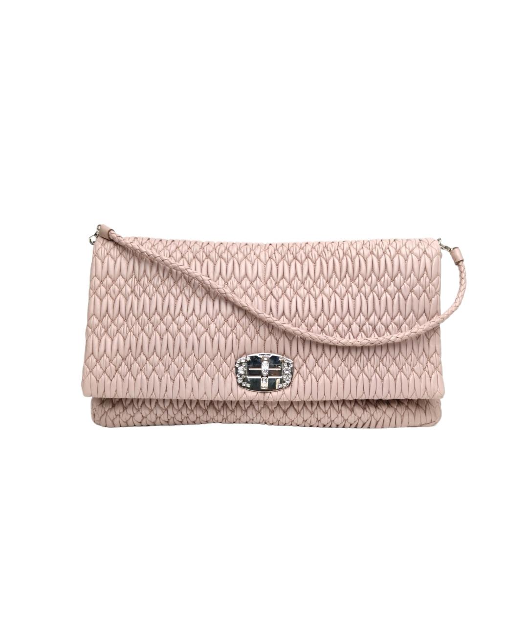 MIU MIU Розовая кожаная сумка с короткими ручками, фото 10