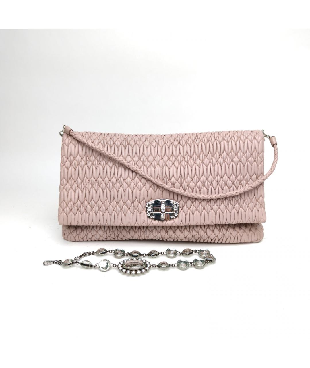 MIU MIU Розовая кожаная сумка с короткими ручками, фото 9