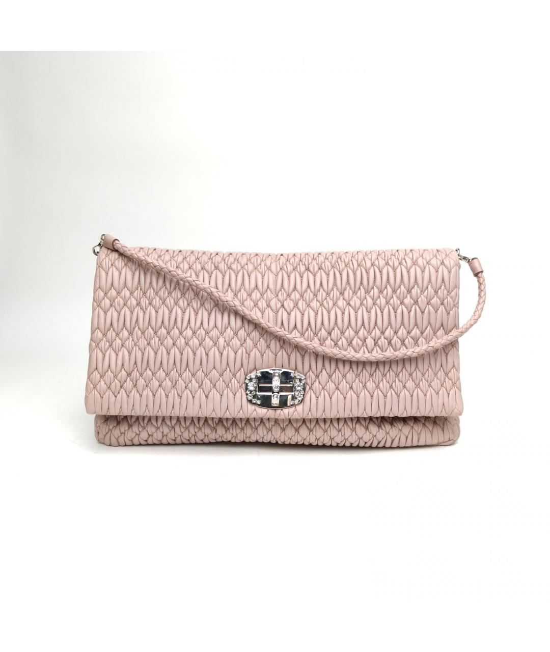 MIU MIU Розовая кожаная сумка с короткими ручками, фото 2