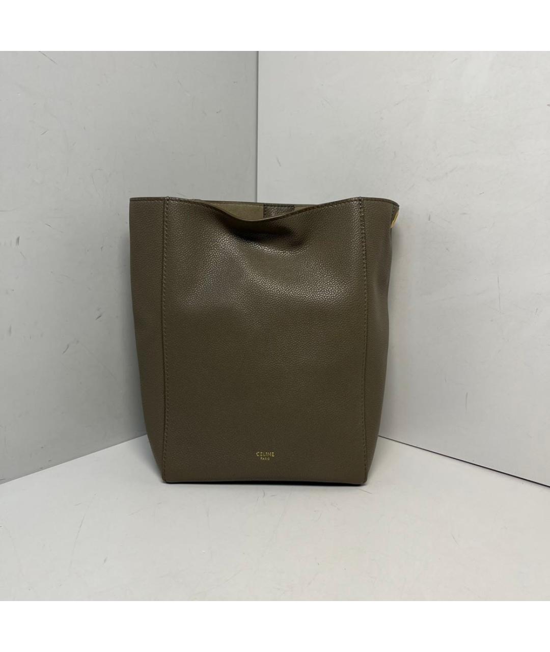 CELINE Серая кожаная сумка тоут, фото 8