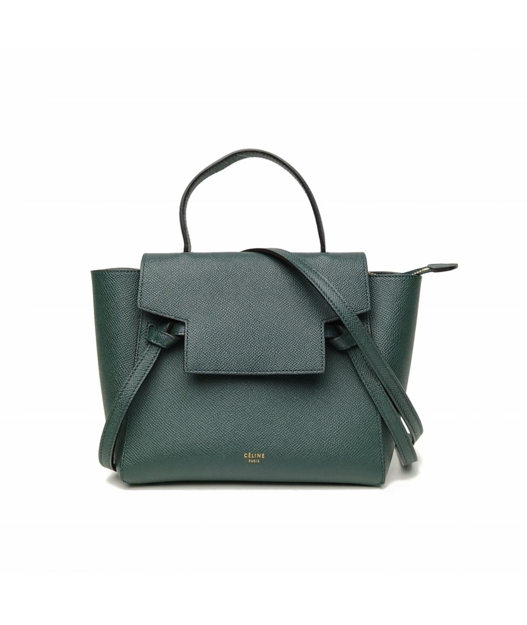 CELINE Зеленая кожаная сумка с короткими ручками, фото 2