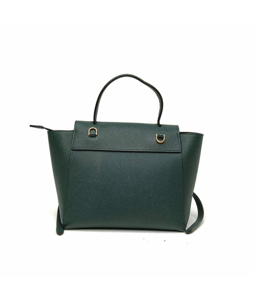 CELINE Зеленая кожаная сумка с короткими ручками, фото 4