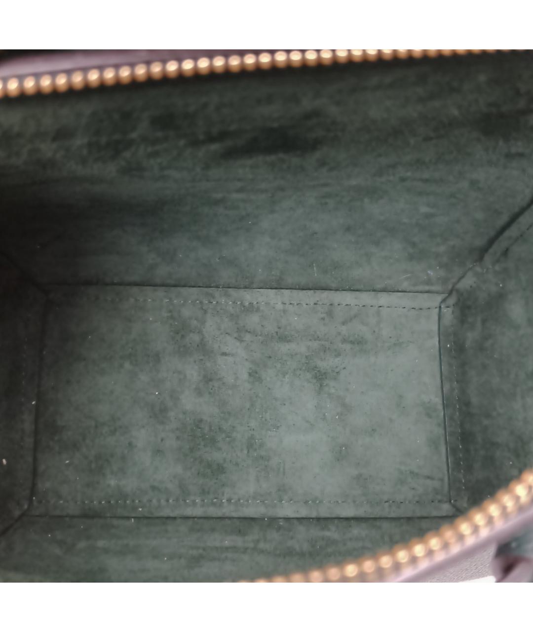 CELINE Зеленая кожаная сумка с короткими ручками, фото 7