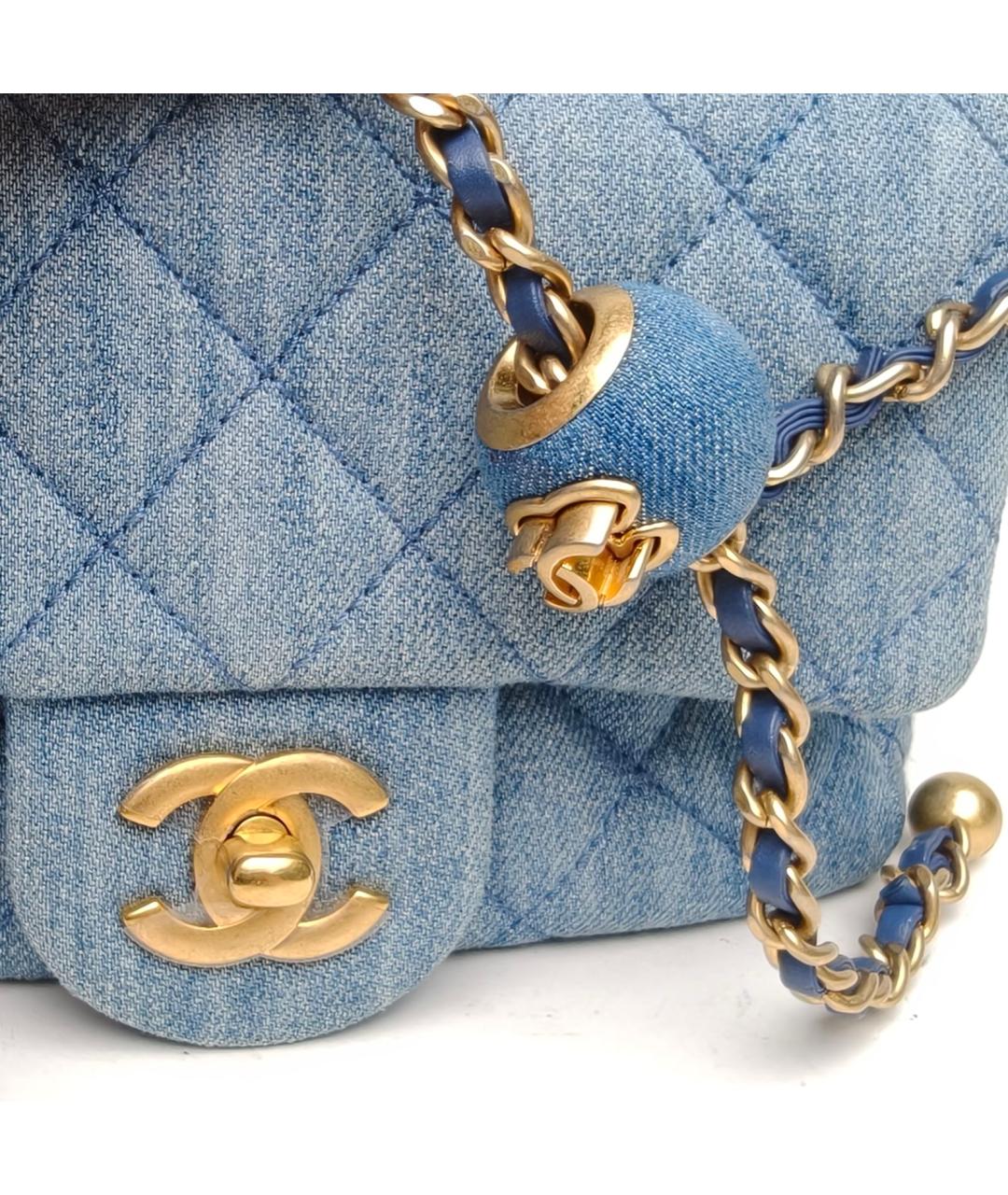 CHANEL Синяя деним сумка через плечо, фото 7