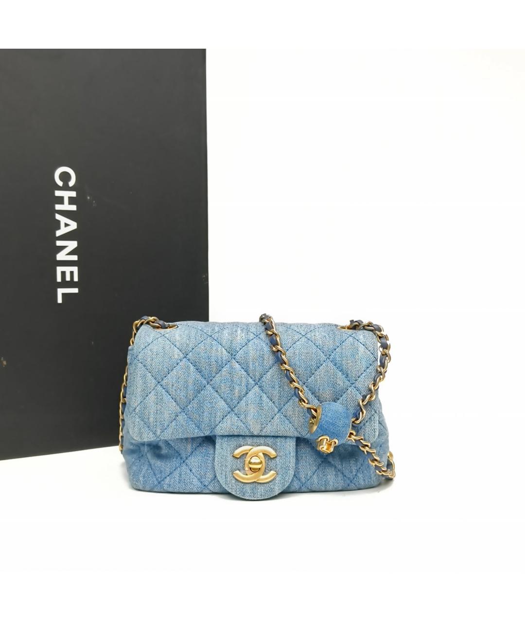 CHANEL Синяя деним сумка через плечо, фото 9