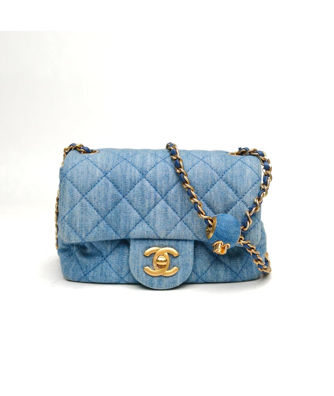CHANEL Синяя деним сумка через плечо, фото 2