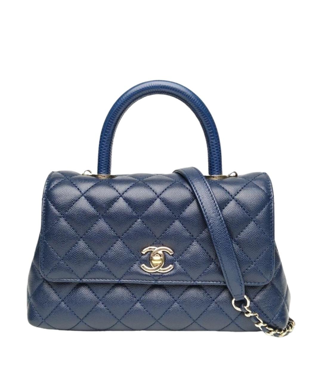 CHANEL Синяя сумка с короткими ручками, фото 1