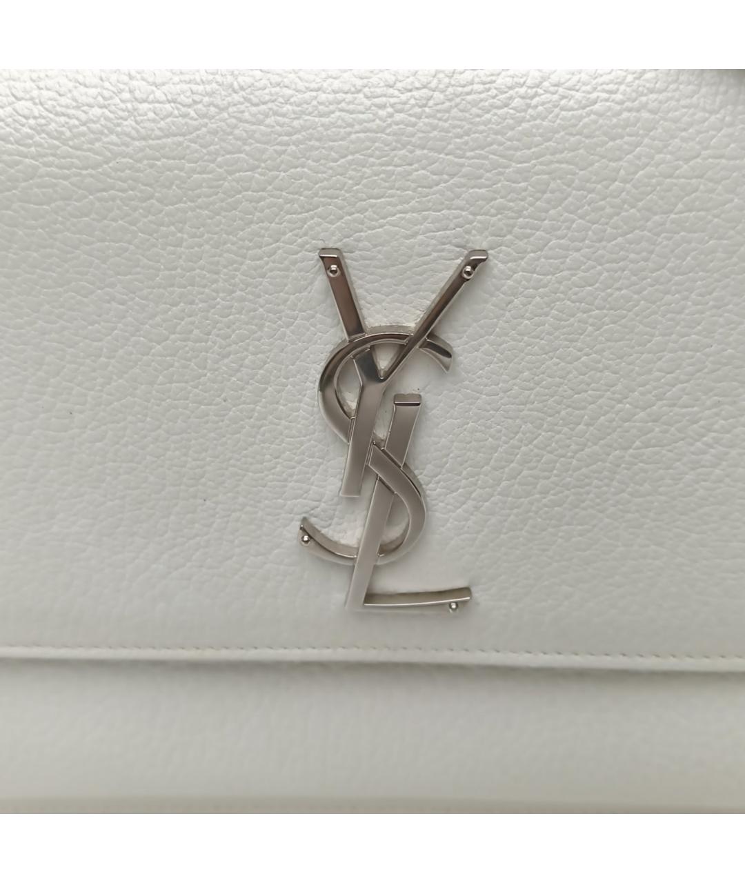 SAINT LAURENT Белая кожаная сумка через плечо, фото 7