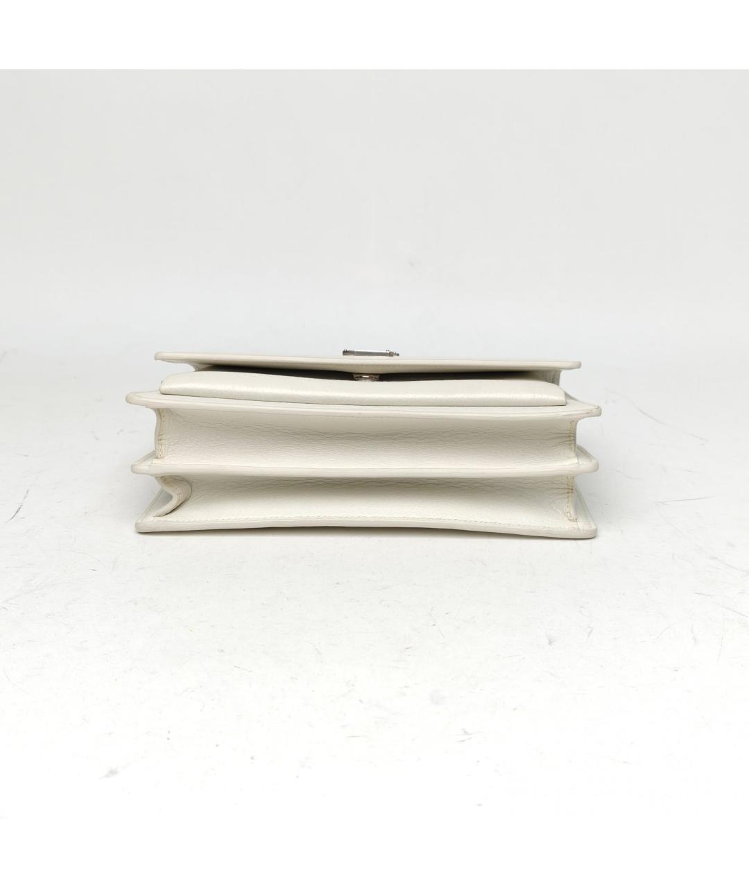 SAINT LAURENT Белая кожаная сумка через плечо, фото 5