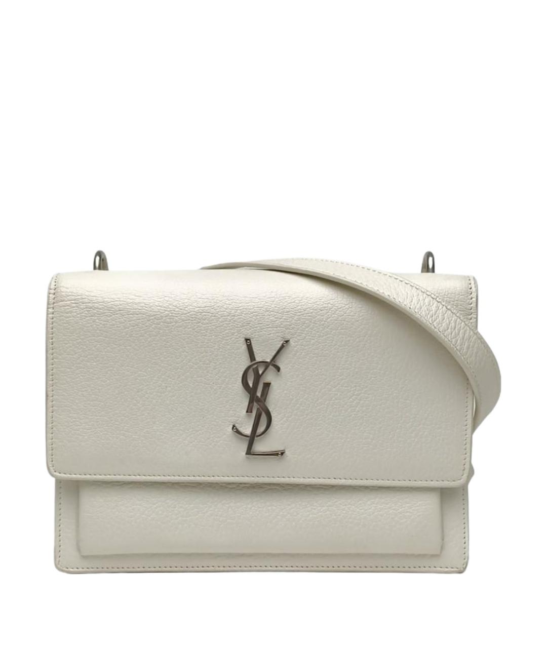 SAINT LAURENT Белая кожаная сумка через плечо, фото 1