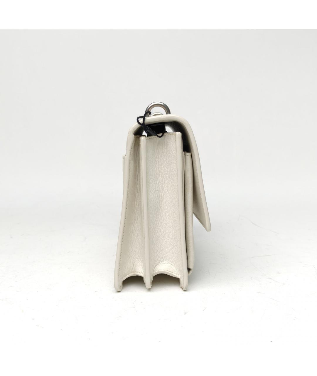 SAINT LAURENT Белая кожаная сумка через плечо, фото 4