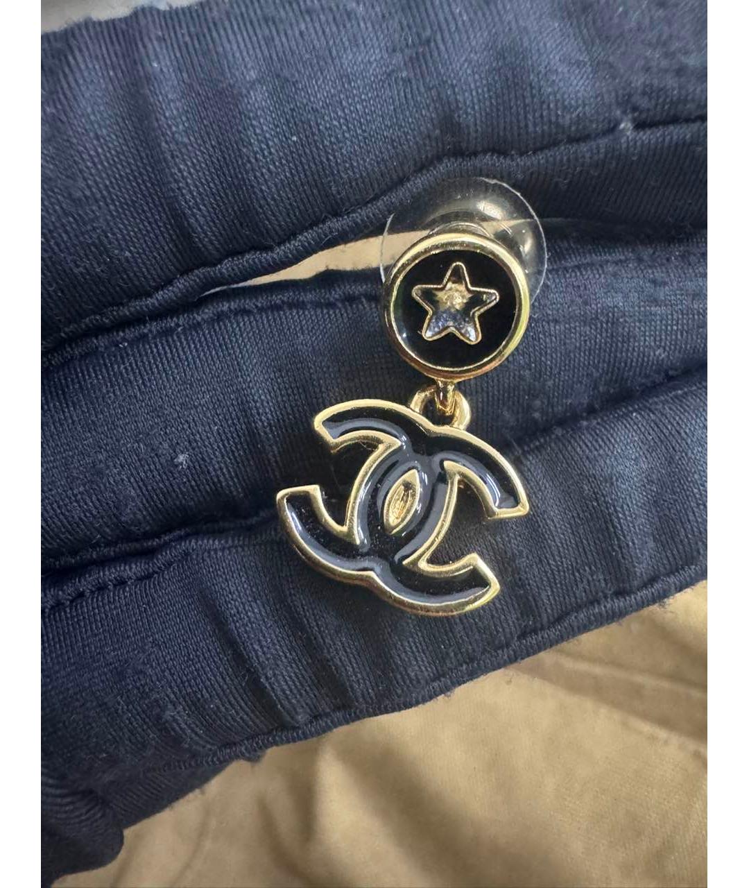 CHANEL Черные металлические серьги, фото 8