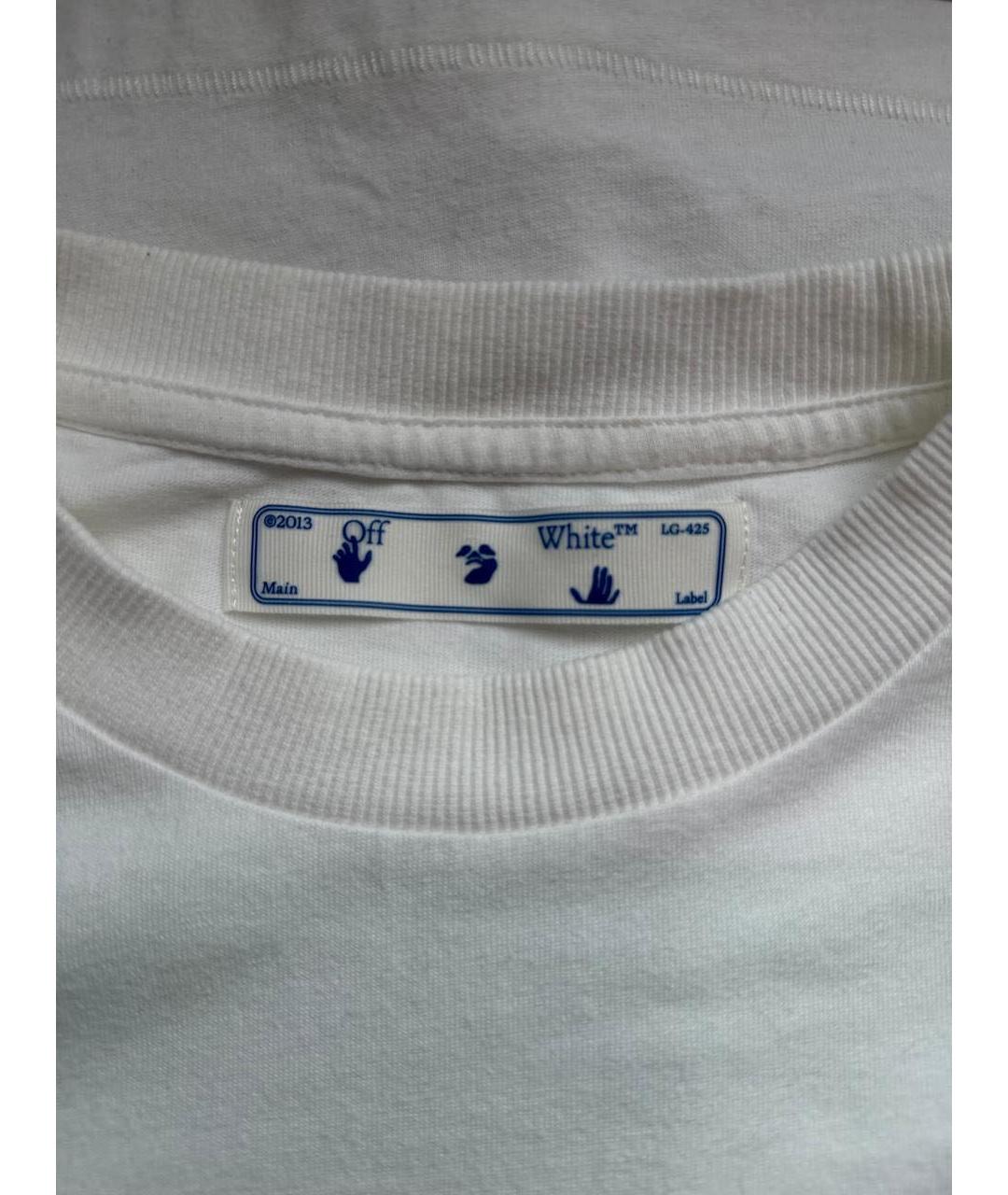 OFF-WHITE Белая хлопковая футболка, фото 3