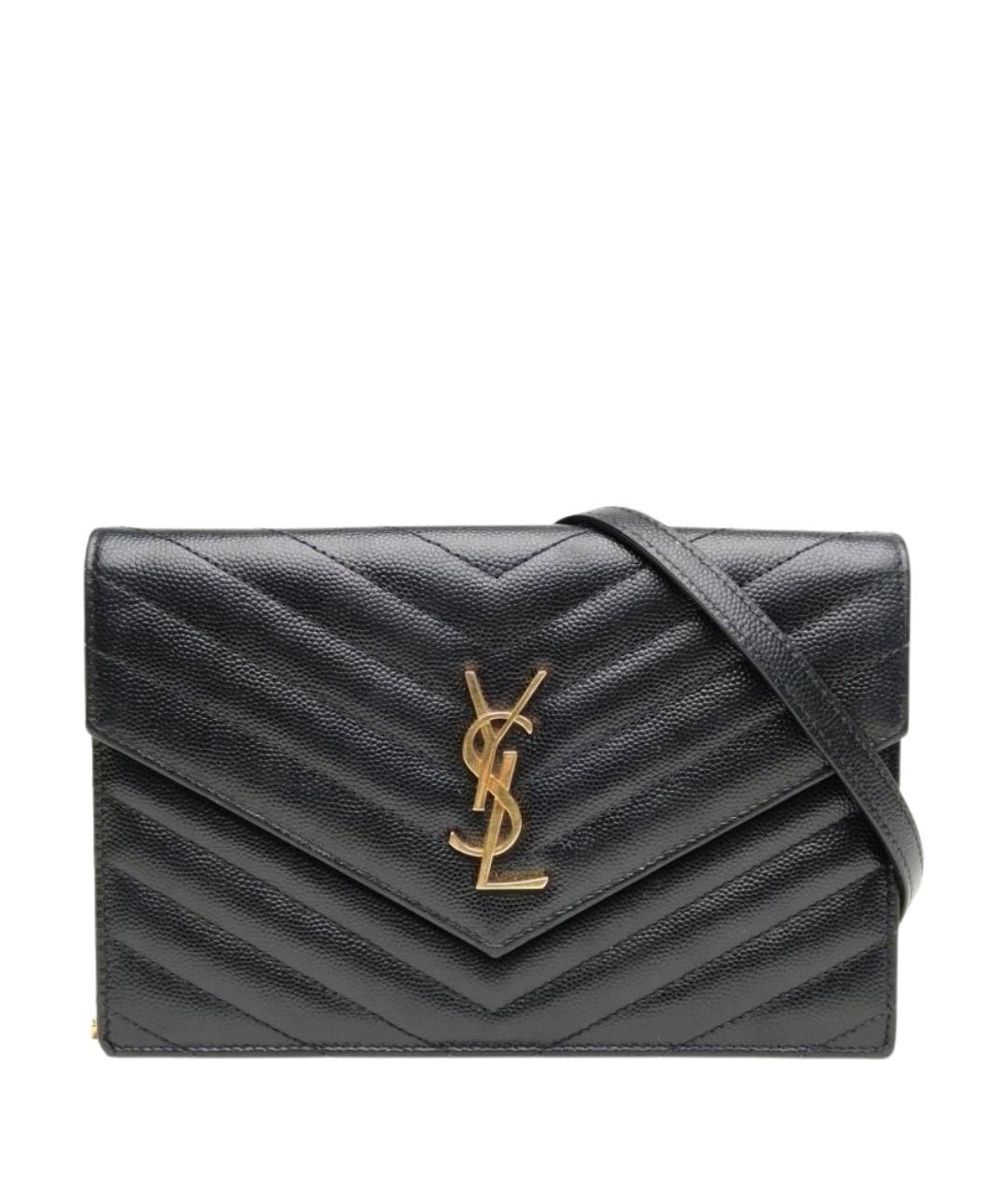 SAINT LAURENT Черная кожаная сумка через плечо, фото 2