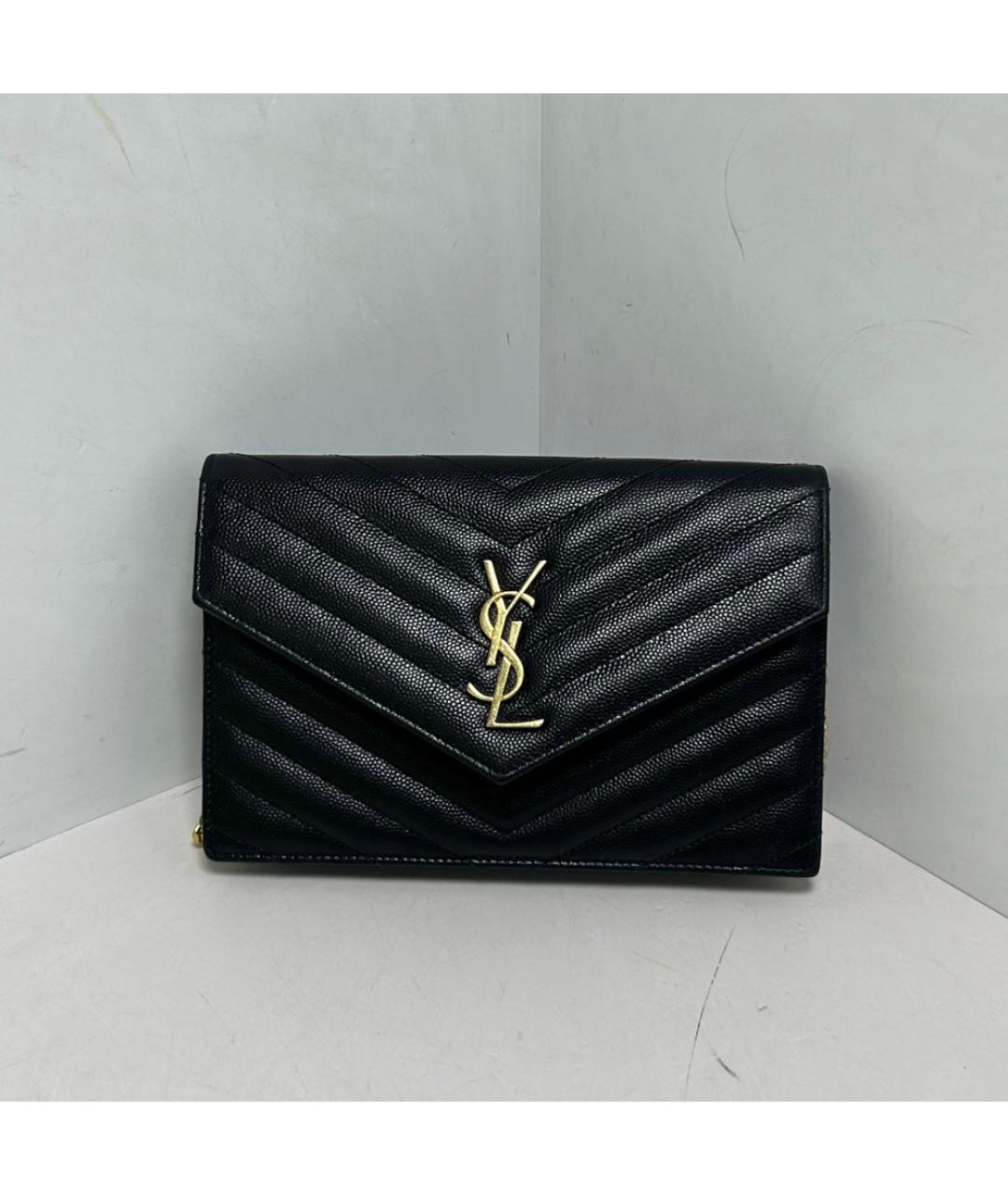 SAINT LAURENT Черная кожаная сумка через плечо, фото 9