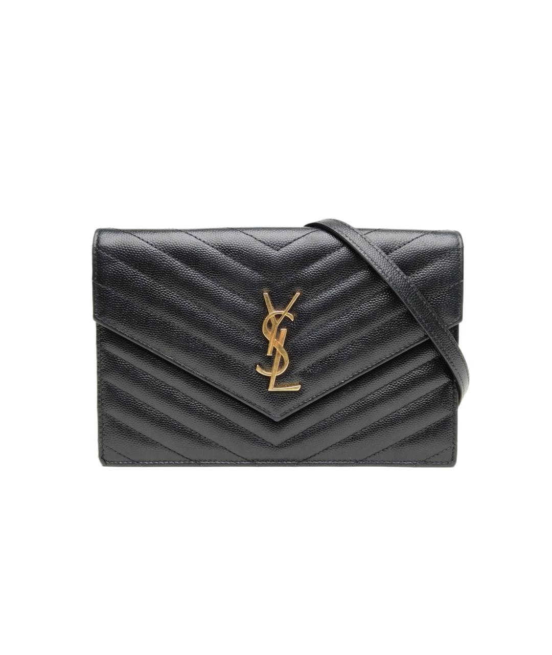 SAINT LAURENT Черная кожаная сумка через плечо, фото 1