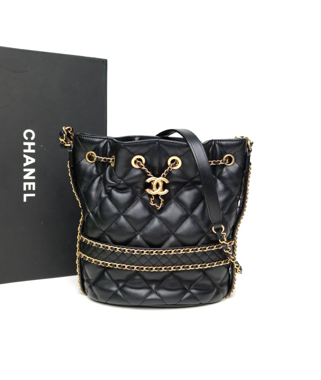 CHANEL Черная кожаная сумка тоут, фото 9