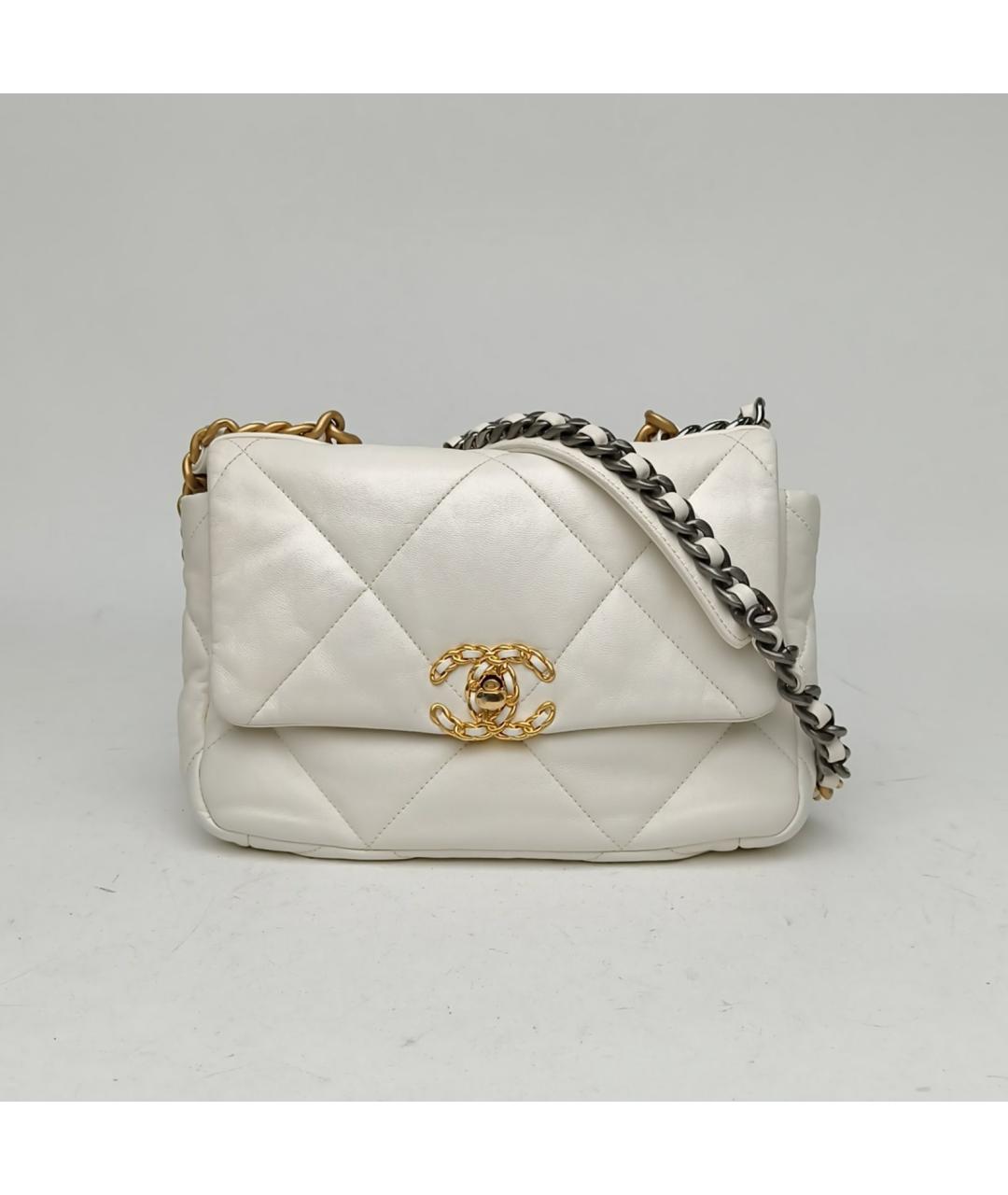 CHANEL Белая кожаная сумка через плечо, фото 2
