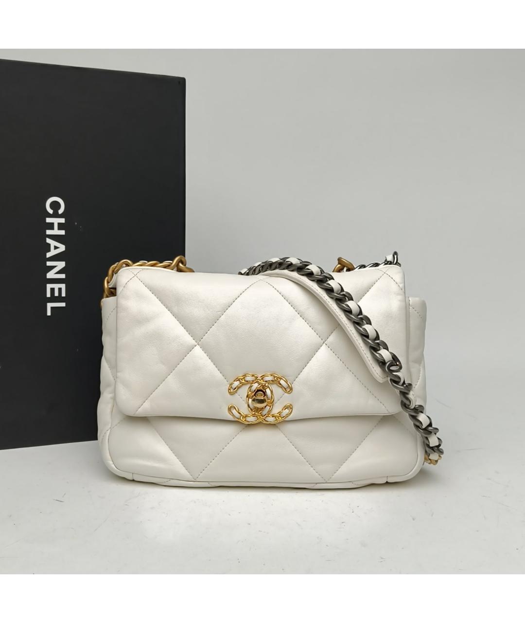 CHANEL Белая кожаная сумка через плечо, фото 9