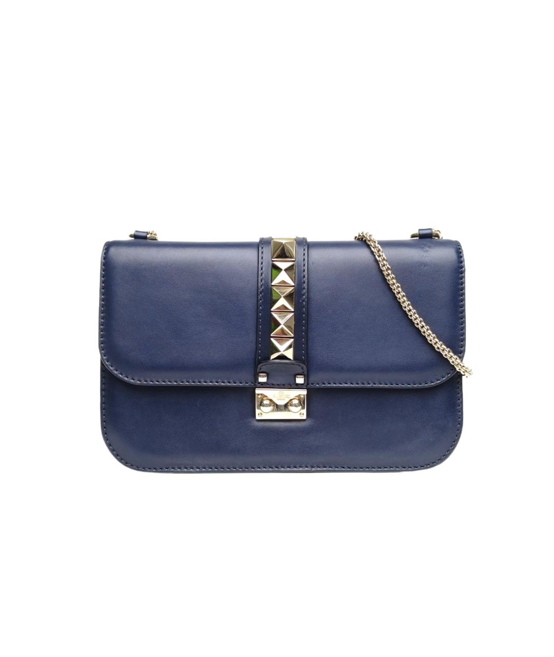VALENTINO Темно-синяя кожаная сумка через плечо, фото 10