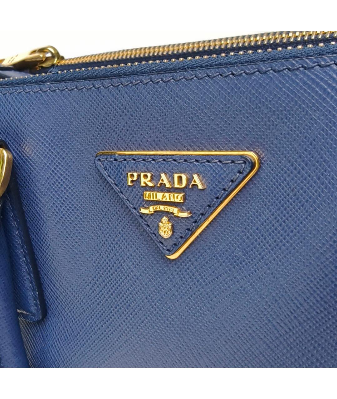 PRADA Синяя кожаная сумка с короткими ручками, фото 8