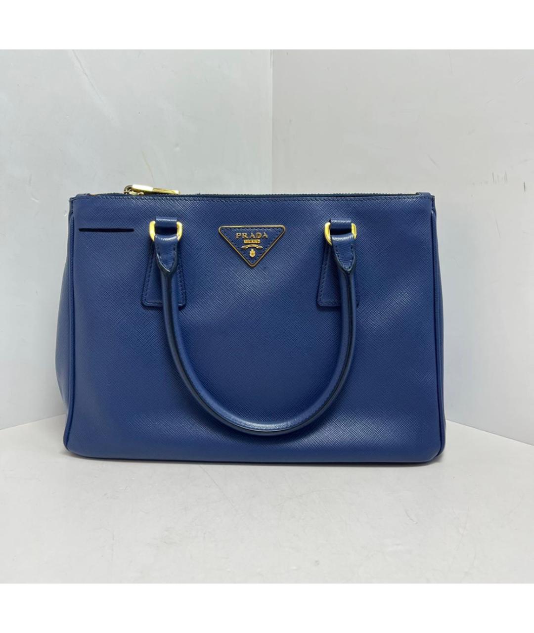 PRADA Синяя кожаная сумка с короткими ручками, фото 9