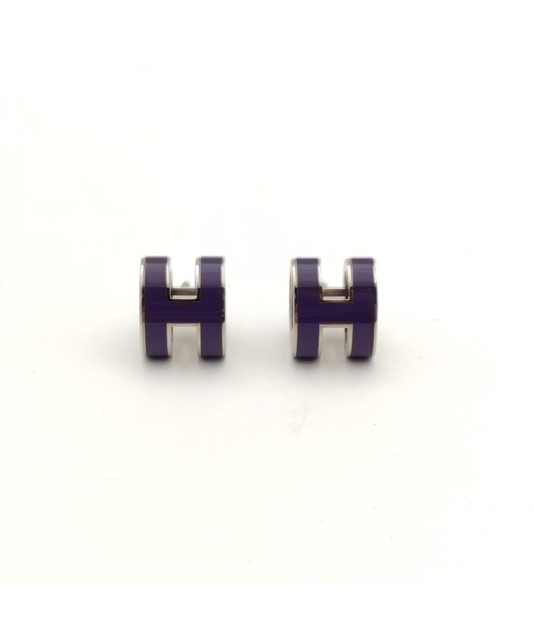 HERMES Фиолетовые металлические серьги, фото 3