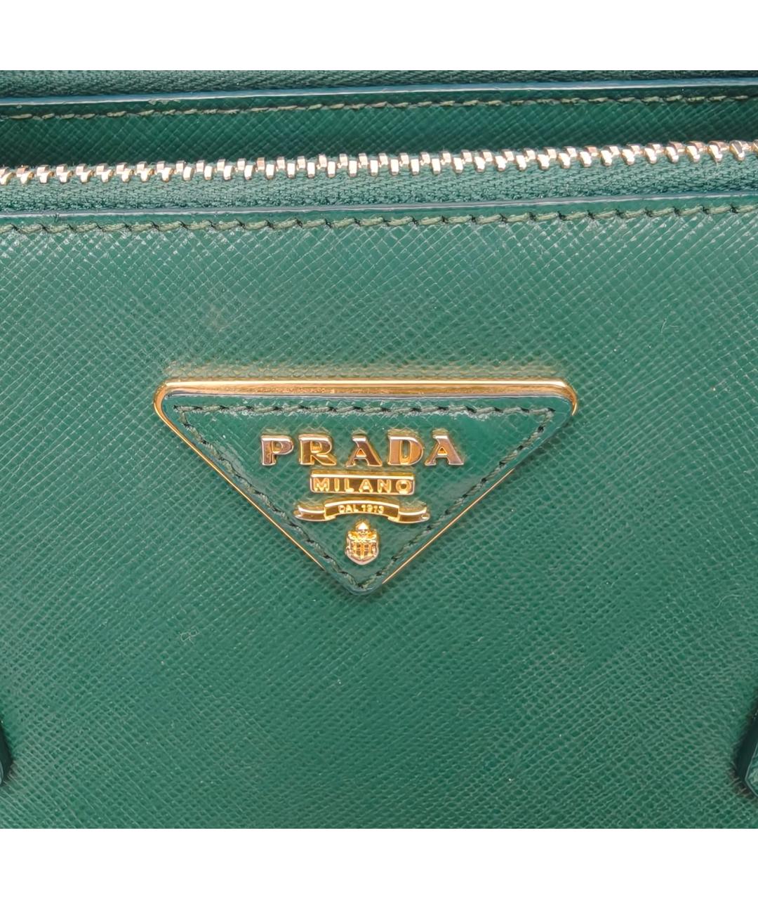 PRADA Зеленая кожаная сумка с короткими ручками, фото 7