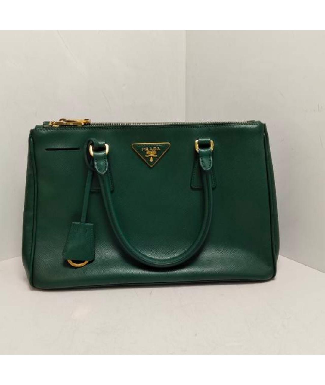 PRADA Зеленая кожаная сумка с короткими ручками, фото 9