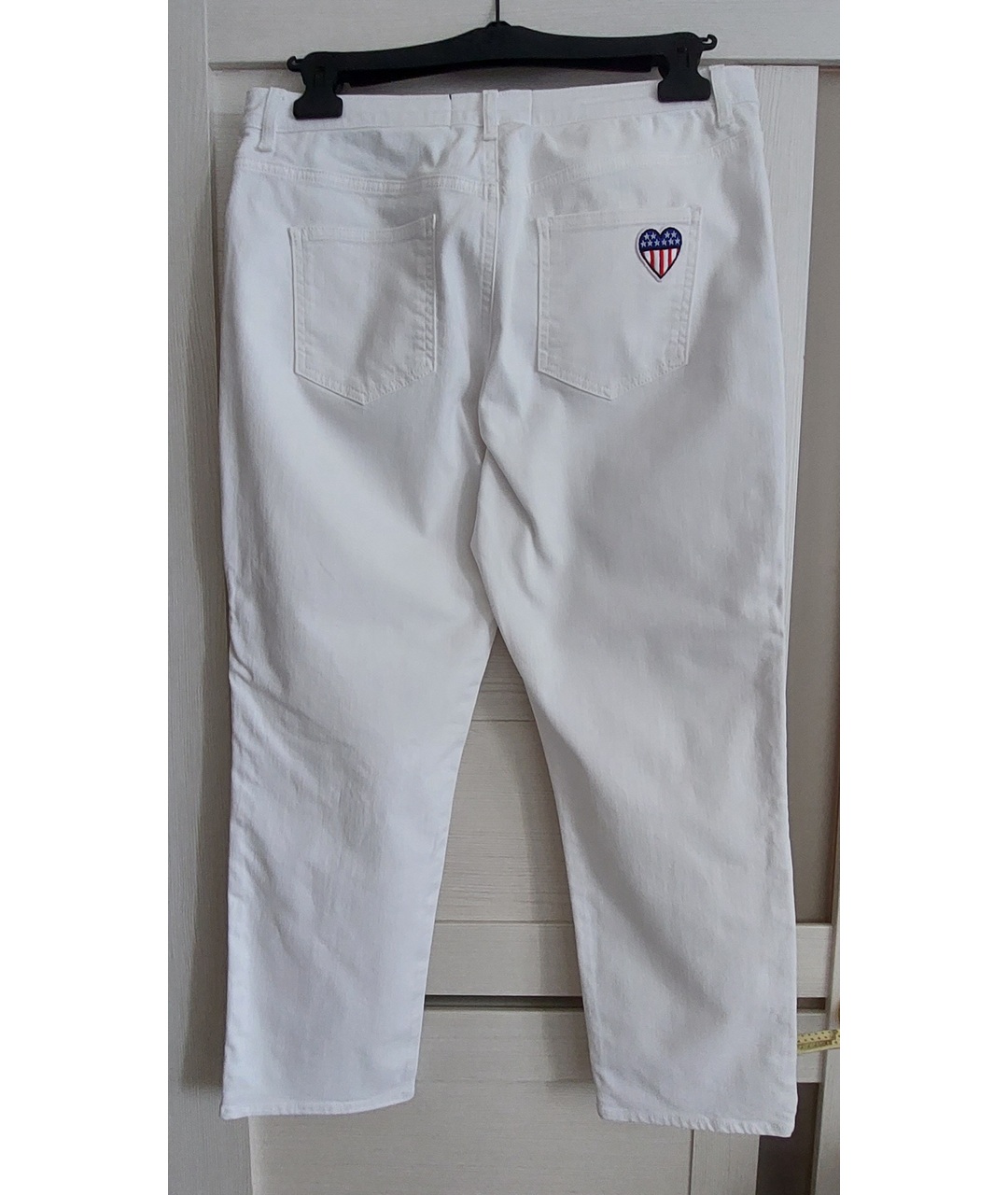 LOVE MOSCHINO Белые хлопко-эластановые джинсы слим, фото 2