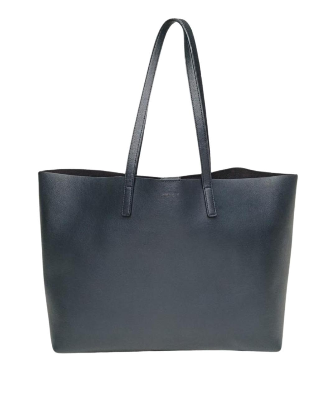 SAINT LAURENT Синяя кожаная сумка тоут, фото 1
