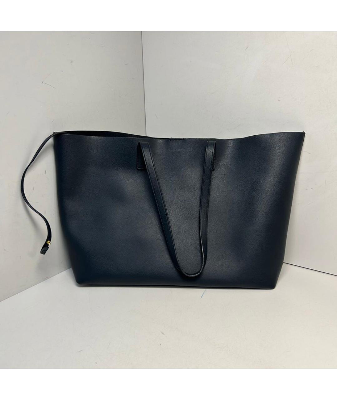 SAINT LAURENT Синяя кожаная сумка тоут, фото 8