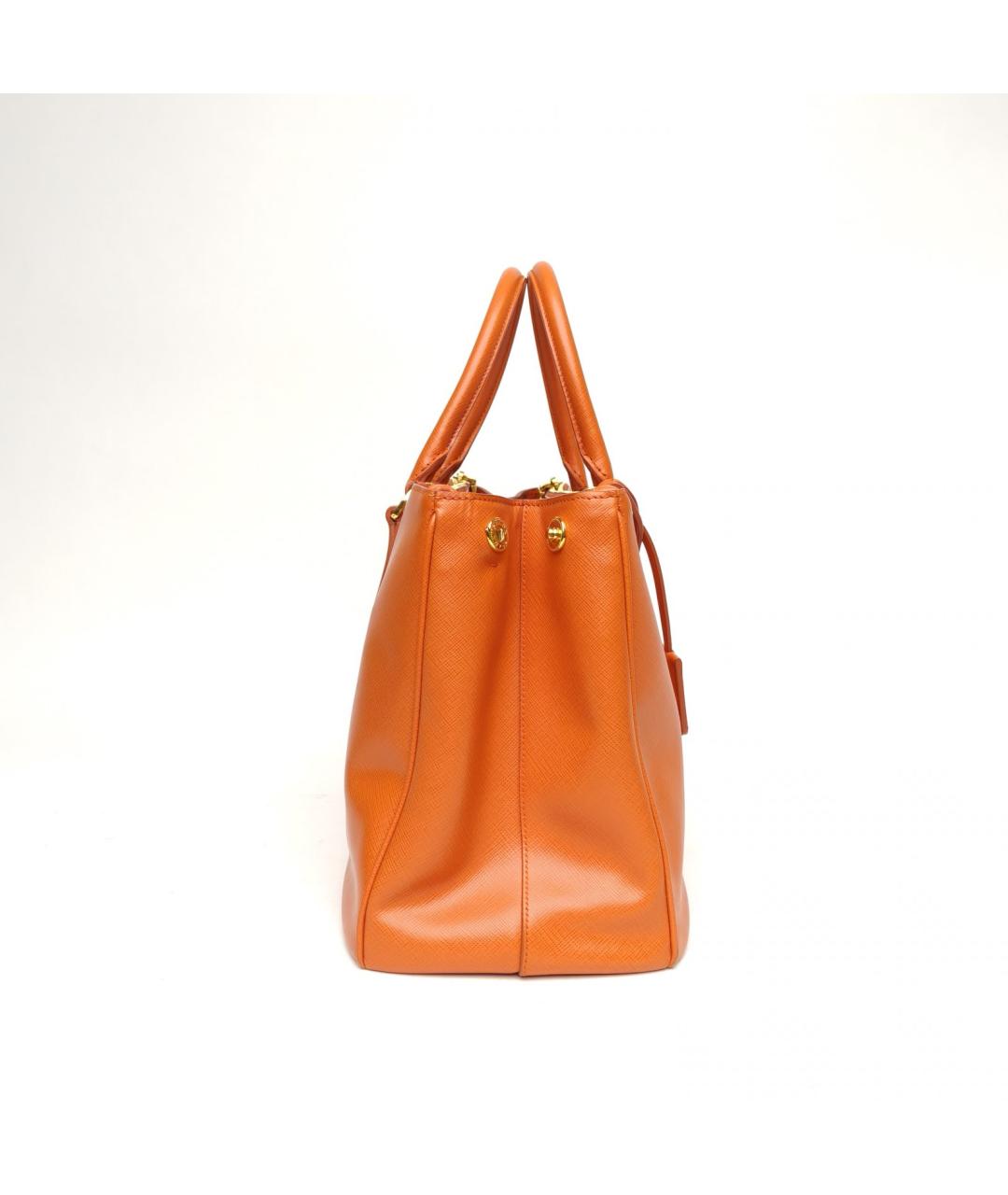 PRADA Оранжевая кожаная сумка с короткими ручками, фото 5