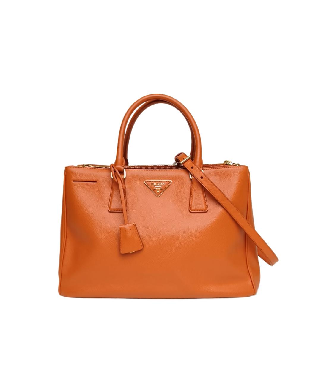 PRADA Оранжевая кожаная сумка с короткими ручками, фото 10