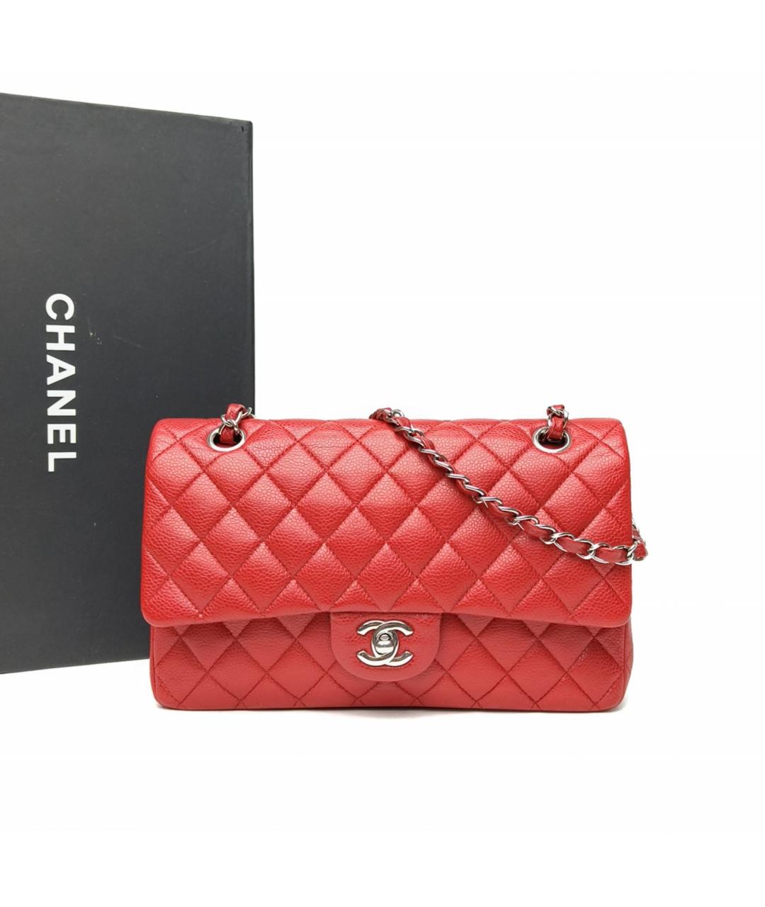 CHANEL Красная кожаная сумка через плечо, фото 9
