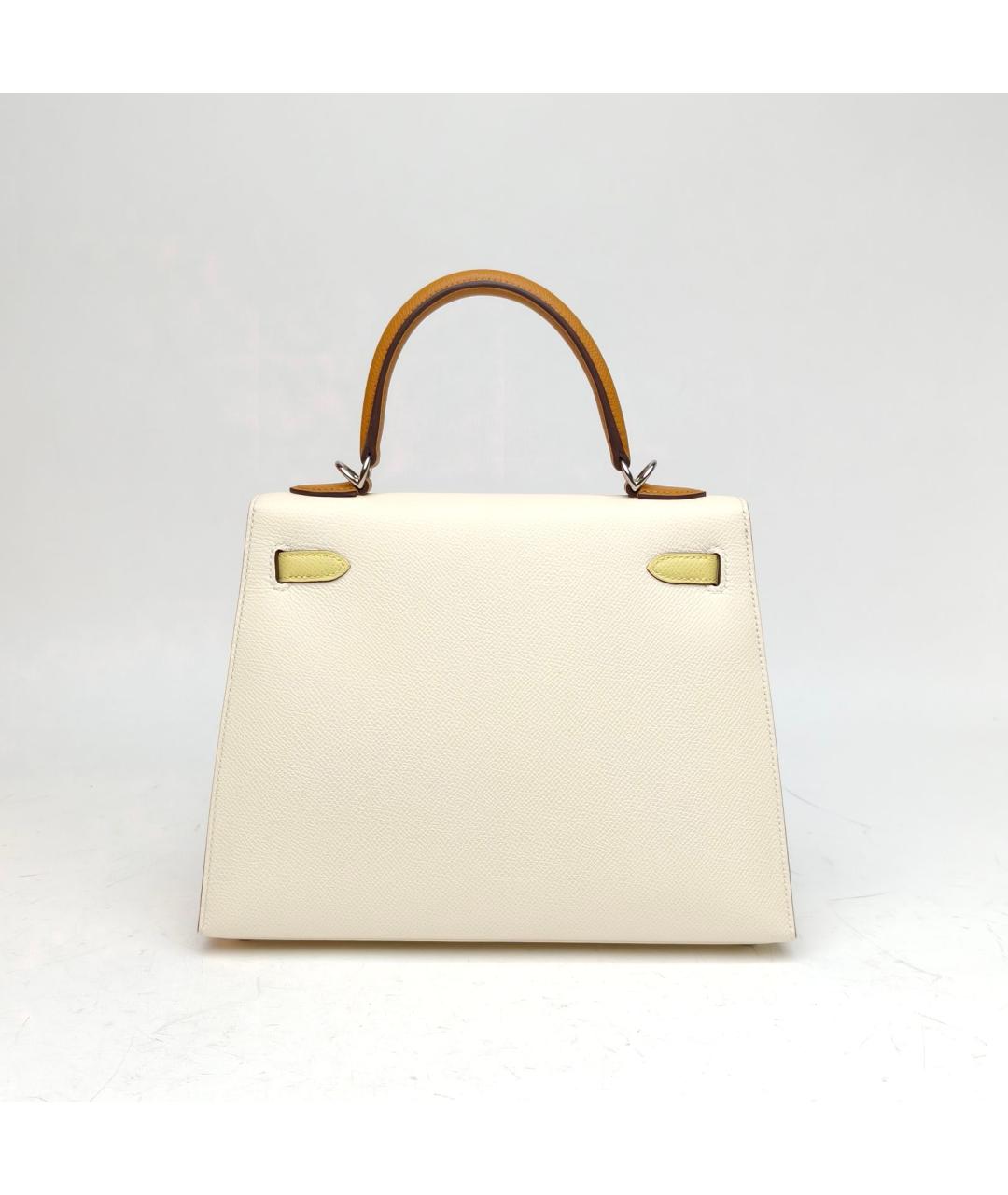 HERMES Белая кожаная сумка с короткими ручками, фото 4