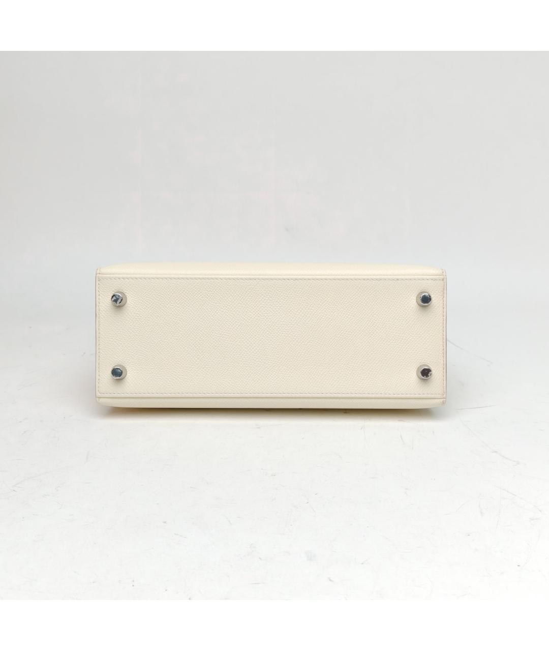 HERMES Белая кожаная сумка с короткими ручками, фото 6