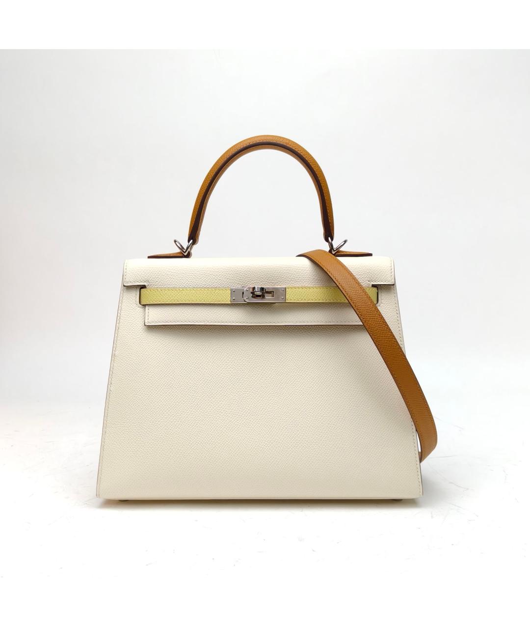HERMES Белая кожаная сумка с короткими ручками, фото 2