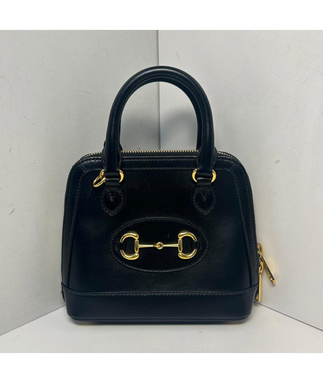 GUCCI Черная кожаная сумка с короткими ручками, фото 9